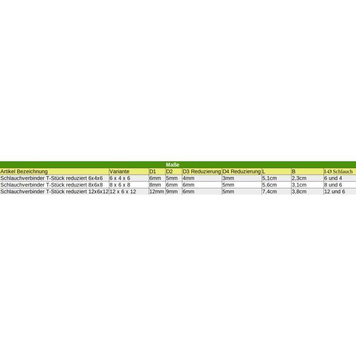 Plastic T-reducer Hose Fitting 6 Mm X 4 Mm X 6 Mm