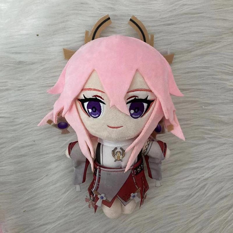 20 см Аниме Игра Genshin Impact Яэ Мико Плюшевая Кукла Подушки Косплей Мультяшные Реквизит Аксессуары