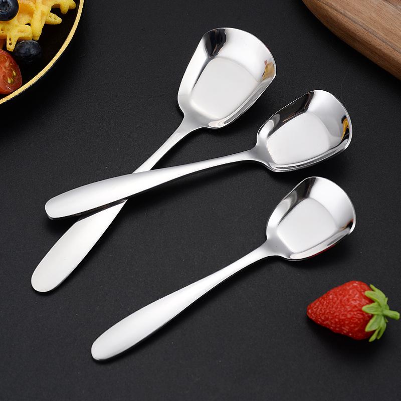 Ложка десертная квадратная с плоским дном из нержавеющей стали 304 - Креативный утолщенный дизайн