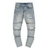 Fashion American High Street Hole & Patch Trendy Retro Straight Ami Denim Pants