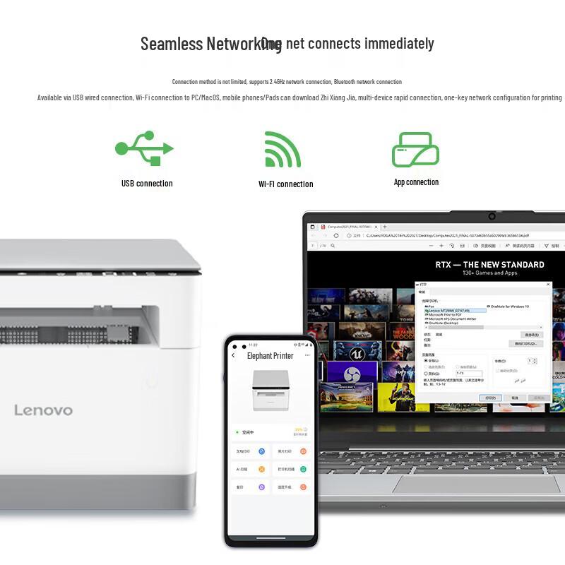 Lenovo Многофункциональный лазерный принтер Xiaoxin Elephant GM337DN Черно-белый, дуплекс, вилка CN (адаптер в комплекте)