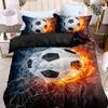 Duvet Cover Set, Water Fire Football Bedding Set Soft Duvet Cover For Bedroom Guest Room (1*Duvet Cover + 2*Pillow Shams)