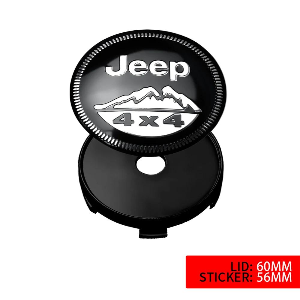 For Jeep 4PCS 56/60mm Car Vehicle Wheel Hub Center Cap Cover Decals Stickers Badge For Jeep Renegade Wrangler jk Compass Gran