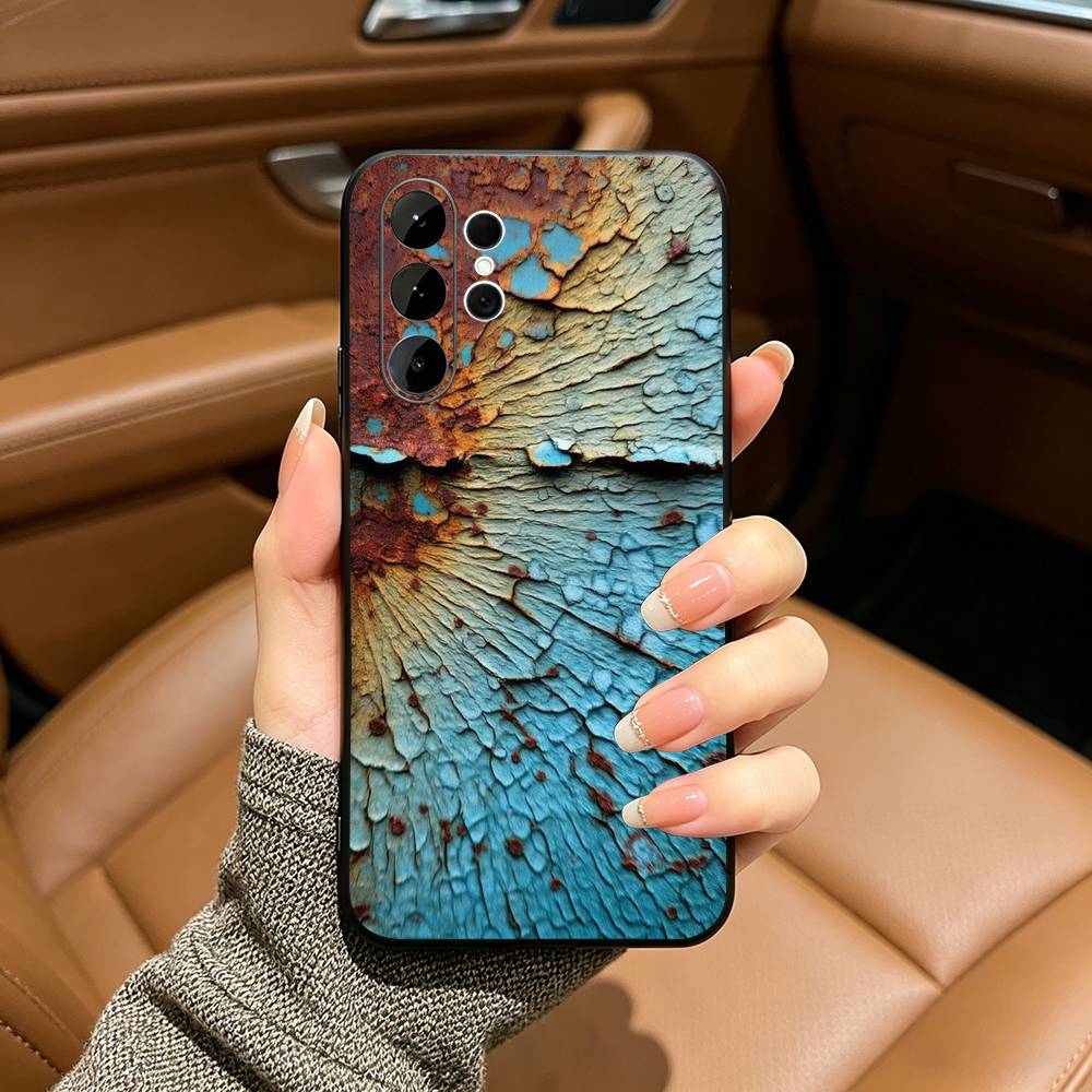 Retro Industrial Style Rusty Black Soft Silicone Phone Case for Samsung Ultra S25, S24, S21, S22, S23, S30, Plus, FE, Lite