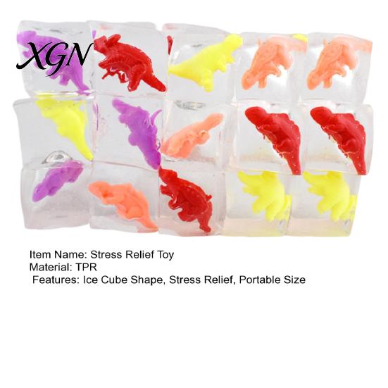 Ice Cube Squeeze Toy 15Pcs Dinosaur Anxiety Relieving Clear Sensory Elastic Stress Ball Soft Stretchy Transparent Focus Aid Relaxation Tools
