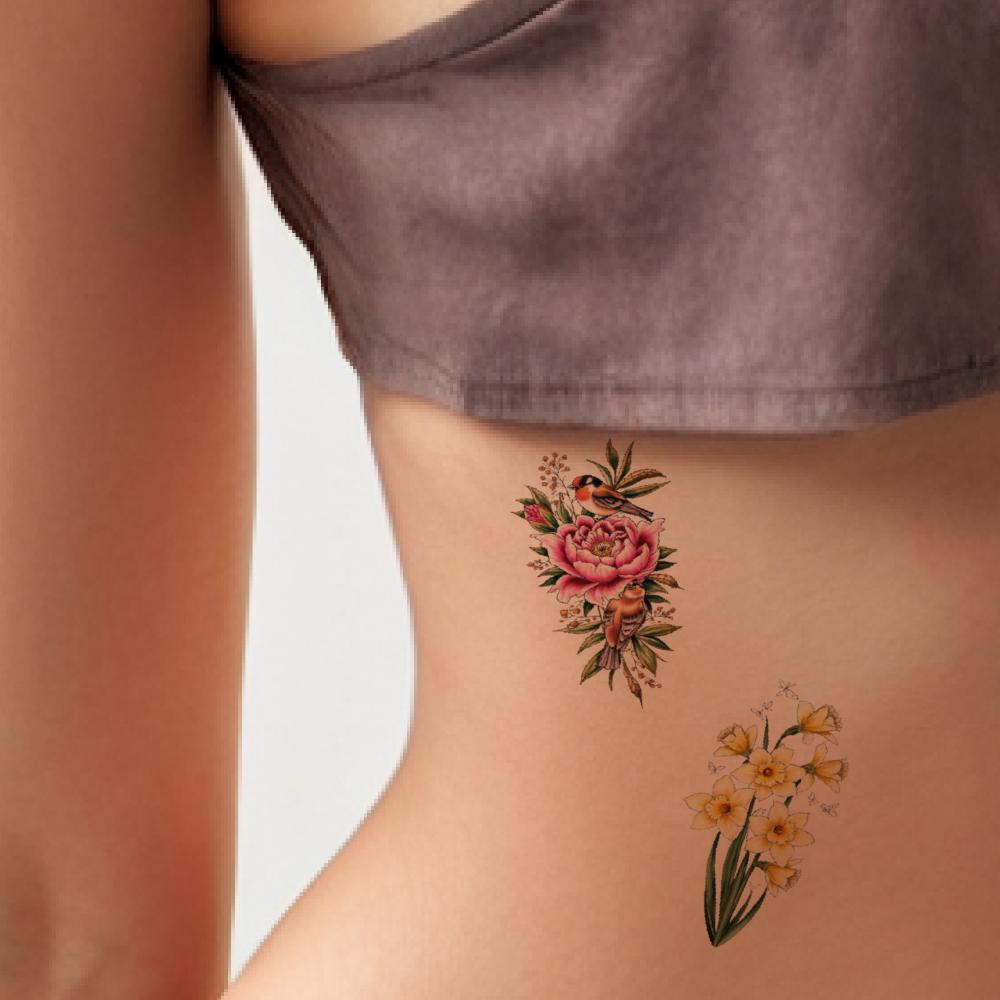 28 шт. Временные татуировки New School, Традиционные, Кактус в горшке, Синяя роза, Фиолетовые орхидеи Для женщин, рук, плеч