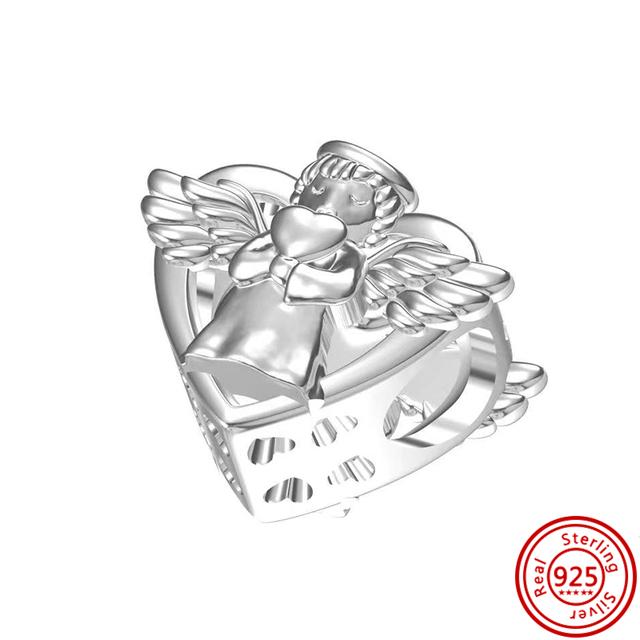 92 Стиль 925 Серебро 925 пробы для мальчиков и девочек Щенок с принтом лапы Сердце Сова Полый кулон Изящная бусина Подходит Подвески Браслет Ювелирные изделия