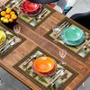 4pcs, Country Cottage Bear Deer Placemat 4pcs Set, Vintage Cottage Pine Cone Plaid Placemat, Dining Table Mats Home Kitchen Decoration