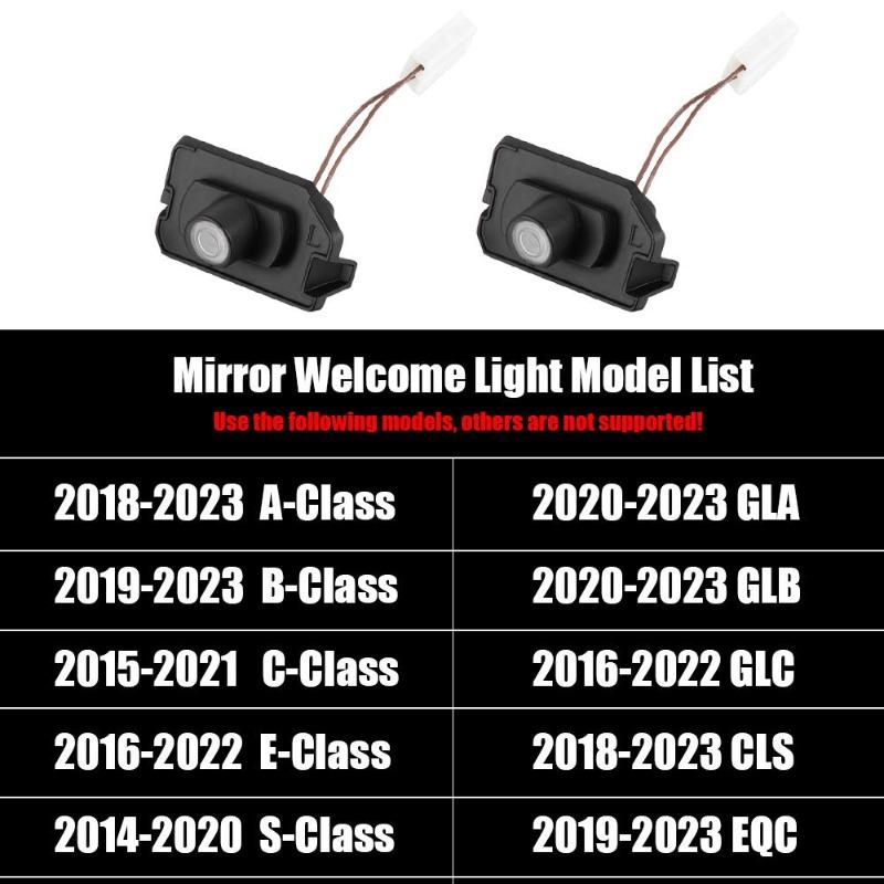 2 шт. Коврик с подсветкой в виде ангельских крыльев, светодиодная лампа-проектор для зеркала заднего вида для Mercedes Benz AMG A B C E S Class GLA GLB GLC CLS EQC