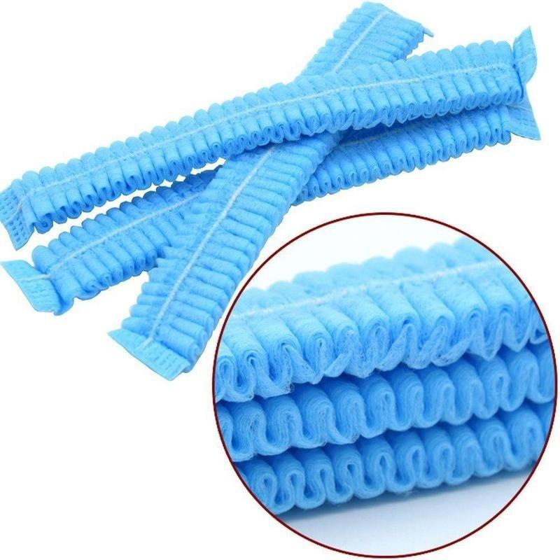 10PCS/Set Disposable Hair Shower Cap Non Woven Pleated Anti Dust Hat Hotel Salon Supplies Set Blue Color