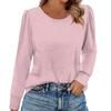 Women's Fashion Casual Long Sleeve Solid Color Shirt Women's Round Neck Tops