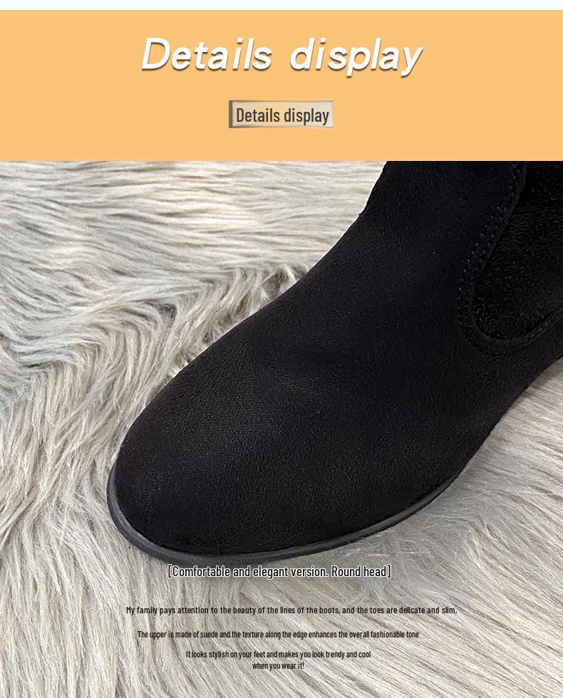 2024 Осень/Зима Миниатюрные замшевые сапоги на высоком каблуке - Эластичные сапоги выше колена для женщин