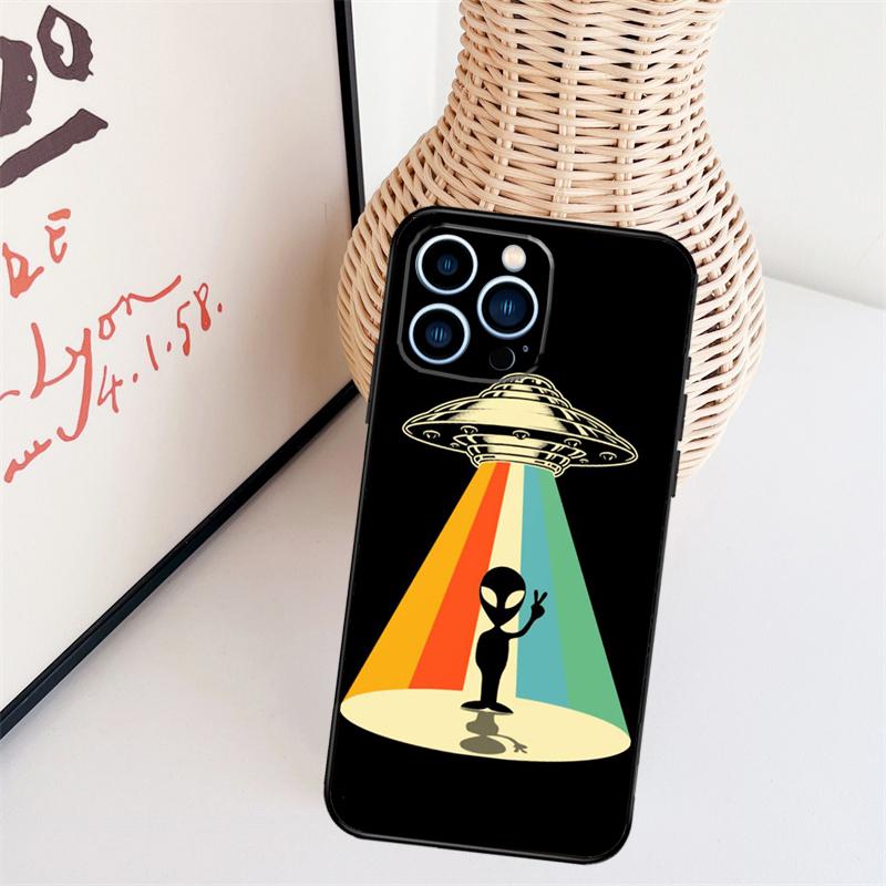 Мультяшный Космический Пришелец НЛО Чехол Для iPhone 11 12 13 14 16 15 Pro Max Mini X XS Max XR Plus Чехол Coque