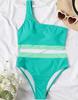 Женский купальник с цветными блоками на одно плечо, сексуальный комплект бикини с высокой талией, бразильская пляжная одежда, купальные костюмы