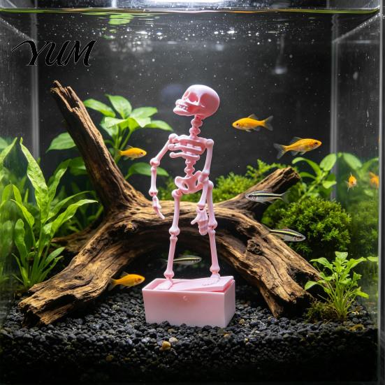 Dynamic Water Flow Ornament Dancing Skeleton Aquarium Bubbler Ornament, Air?Powered Moving Fish Tank Creative Aquatic Landscape Design Decor,