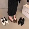 Pointed Toe Women Loafers Black Brown White Casual Mules Shoes New 2024 Fashion Shallow Slip On Low Flat Heel Party Dress Shoes