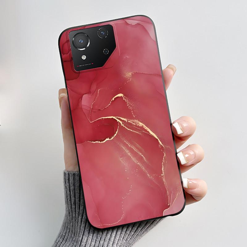 Чехол для Asus ROG Phone 8 Чехол для телефона ROG 8 Pro Роскошный Милый Кролик с Сердечком Забавный Черный Мягкий ТПУ Силикон Защитная Задняя Крышка
