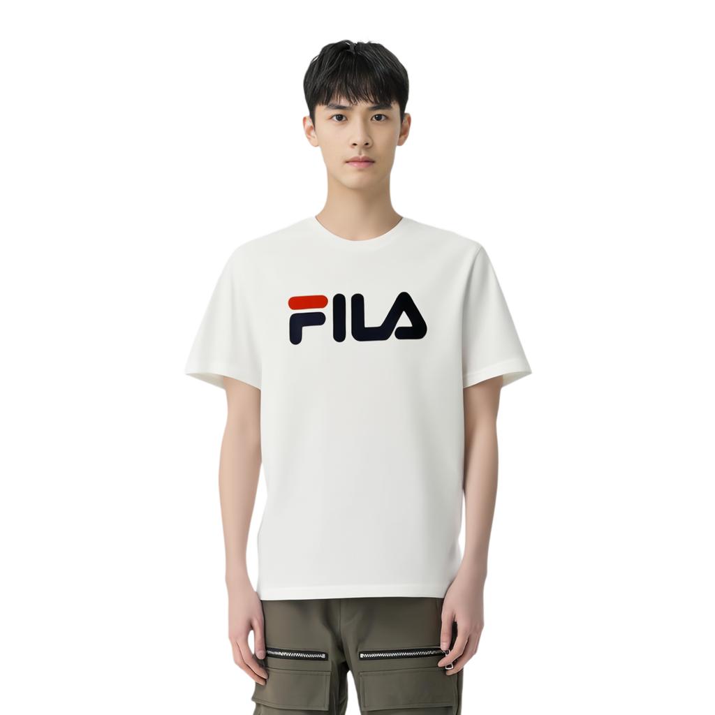 Men's FILA T-Shirts Men's White Crew Neck Moderate Straight Fit