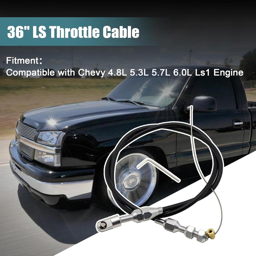 GXARTS 36" LS Throttle Cable Compatible With Chevrolet 1997-2007 LS1 Engine 4.8L 5.3L 5.7L 6.0L LS Swap Fuel Line Kit Carburetor Accelerator Cable