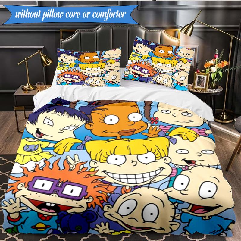 Rugr-ats: Urban Adventure 3pcs K-pop music group Bedding set,Ideal for Bedroom, Dormitory,Including Duvet Cover And 2pcs Pillowcases,Fan gifts