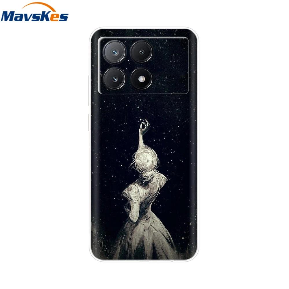Чехол для Xiaomi Poco X6 Pro Мягкий окрашенный ТПУ чехол для телефона Для Xiomi Poco X6 PocoX6 Pro 5G Силиконовый чехол Цветочный Fundas Защитный