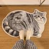 Chubby Tabby Cat Shaped Rug Non Slip Washable Soft Plush Floor Mat Creative Bedroom Decor Carpet Animal Lover Mat