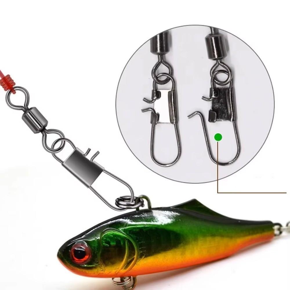 50pcs Stainless Steel Fishhook Lure Connector with Interlock Snap Fish Interlock Snap  Pike Fishing