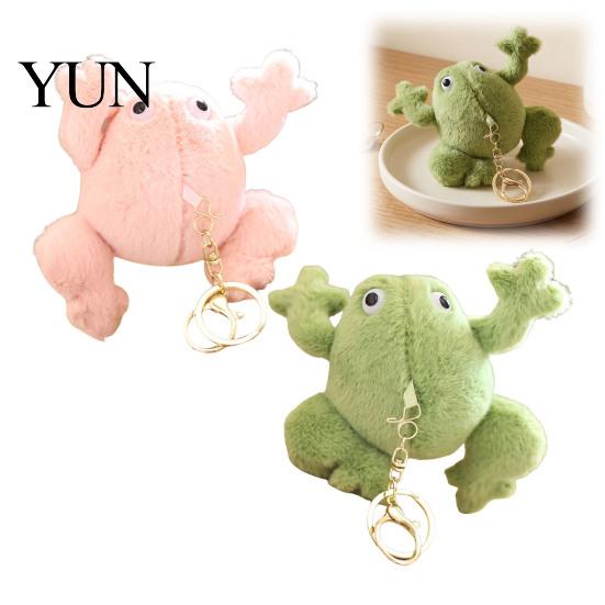 Compact Plush Animal Decor Cute Frog Keychain, Soft Stuffed Pendant with Raised Paw, Cartoon Keyring Bag Charm for Backpack, Mini Doll Gift