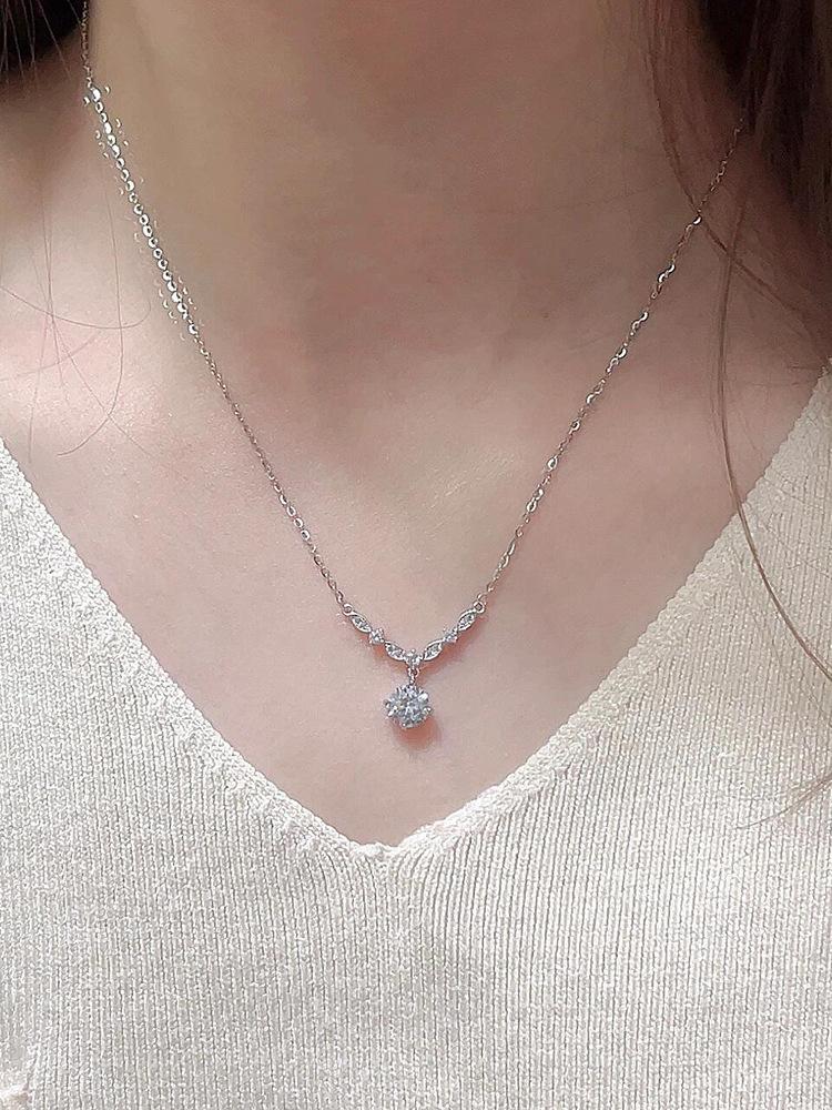 ANENJERY Ожерелье из круглого циркония маркизы пшеницы для женщин, нишевый дизайн, чувственный темперамент, ключица, нежная цепочка, ювелирные изделия