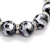 Серебряный резной пятилапый императорский дракон оникс 16 мм серебряный браслет из бусин Рондель с камнем силы [Sekihui] [b335]