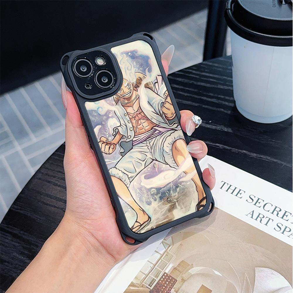 Мягкие чехлы для телефонов Ae92 One Piece Luffy Gear 5 для iPhone 16 15 14 13 12 11 Pro Max 7 8 Plus XR XS с ремешком на запястье, защитным шнурком для углов, задняя крышка