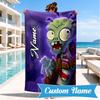 Custom Name Zombies Invasion Galactic Heroes Beach Towel Microfiber Beach Towel, Lightweight and Quick-Dry, for Summer Travel, Swimming Pool Gift