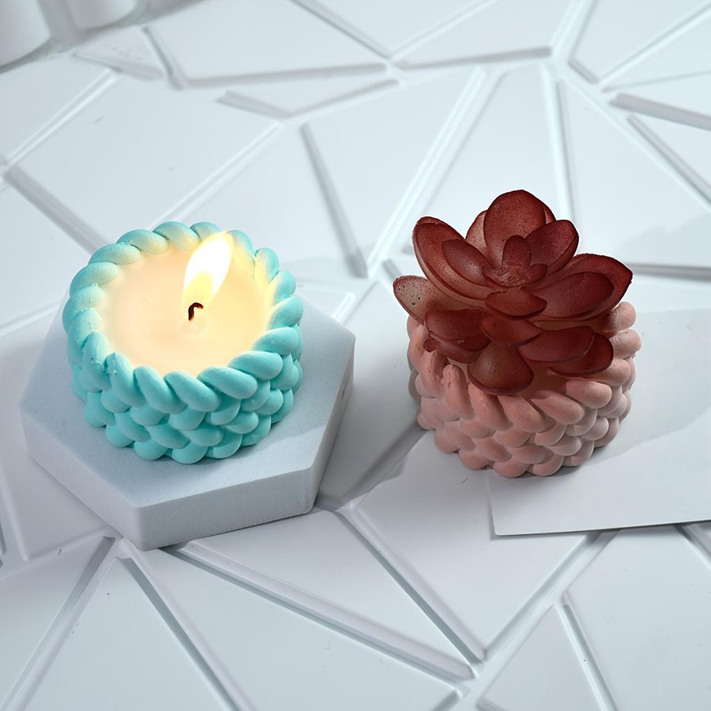 Silicone Resin Casting Molds, Round Cylinder Rope Design, DIY Crafts Candle Container, Plaster Resin Jewelry Holder, Handmade Storage Box Mold