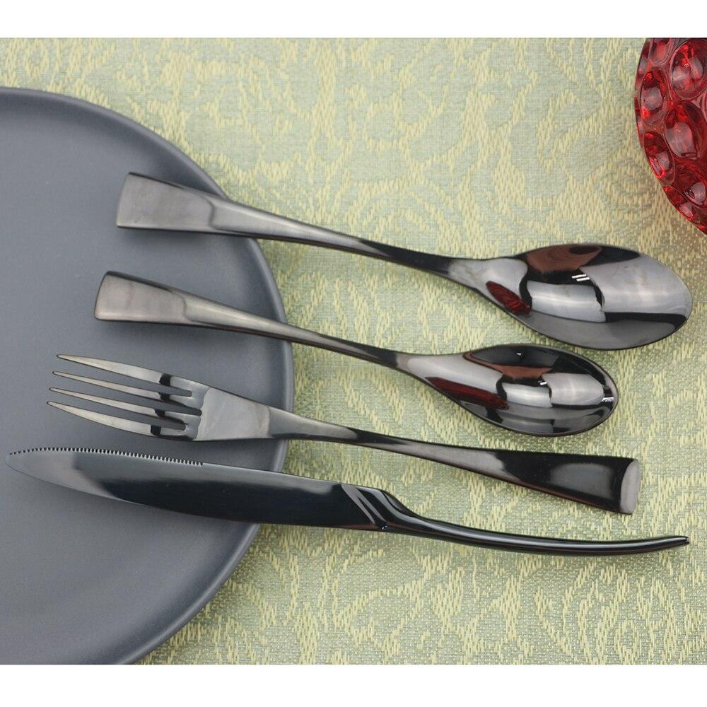 4/8/20 шт. черный набор посуды, зеркало, десертная ложка, вилка, нож, набор столовых приборов, столовые приборы из нержавеющей стали, столовое серебро, аксессуары для вечеринок