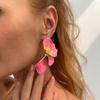 Серьги-капли с градиентом розовых лепестков в милом стиле, модные преувеличенные серьги из сплава