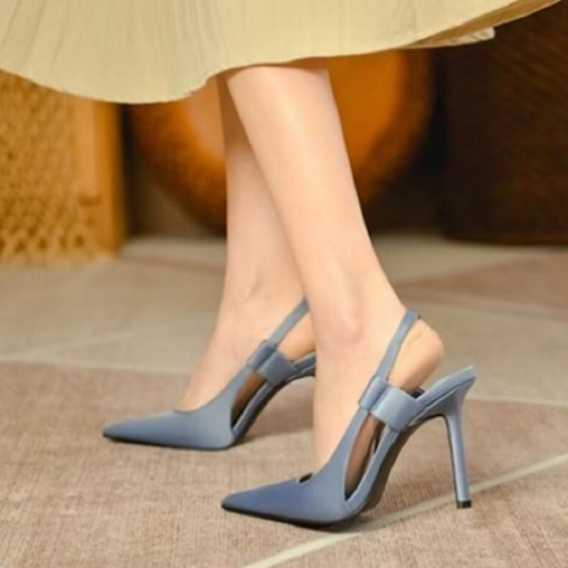 Spring   Women Slingback Sandals Pointed Toe Slip On Thin High Heel Ladies Elegant Pumps Shoes Drss Sandals