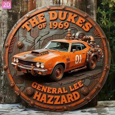 Винтажный металлический плакат с изображением маслкара General Lee, копия, 20x20 см, оранжево-черный, настенный декор, гараж