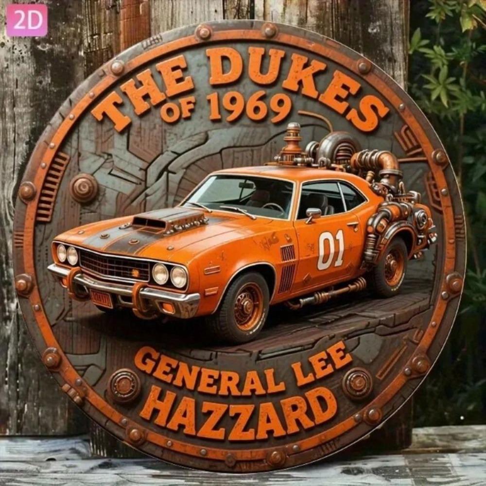 Винтажный металлический плакат с изображением маслкара General Lee, копия, 20x20 см, оранжево-черный, настенный декор, гараж