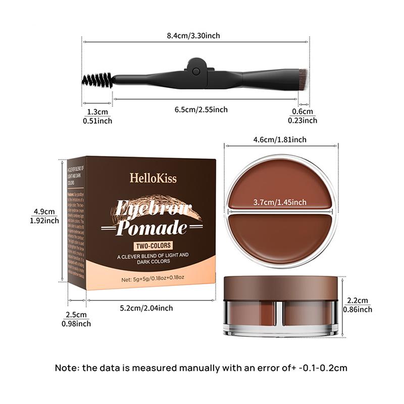 Two-tone Waterproof Natural Mud Brow Paste Eyebrow Gel Bushy Wild Brows for Perfect Eyebrow Shape with Eyebrow Brush Inside