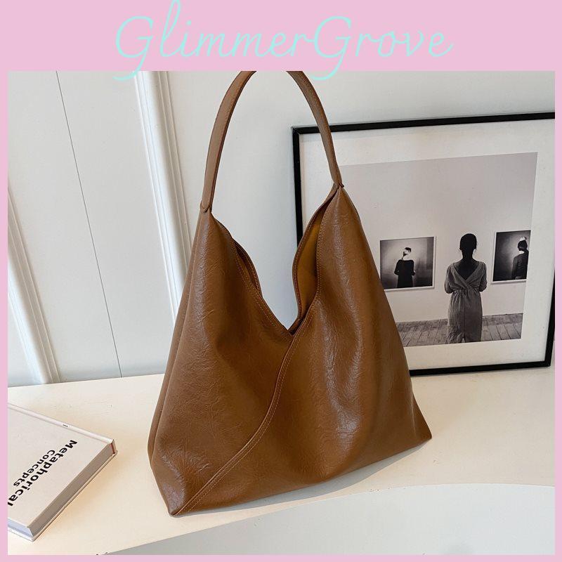 Simple Color Solid Large Capacity Pu Leather Women Shoulder Bag Autumn For