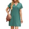 Женское весенне-летнее повседневное платье с V-образным вырезом и короткими рукавами, сшитое из однотонного материала