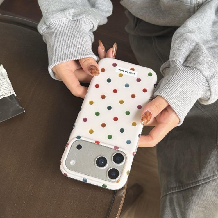 Korean Style Colorful Polka Dot Sticker for Apple 16 Pro Max & iPhone 15 Pro Case