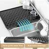 1Pc Sloped Kitchen Drain Mat Built-in Drain Spout Non Slip Heat Resistant TPR Mat For Countertop Sink Refrigerator Easy To Clean