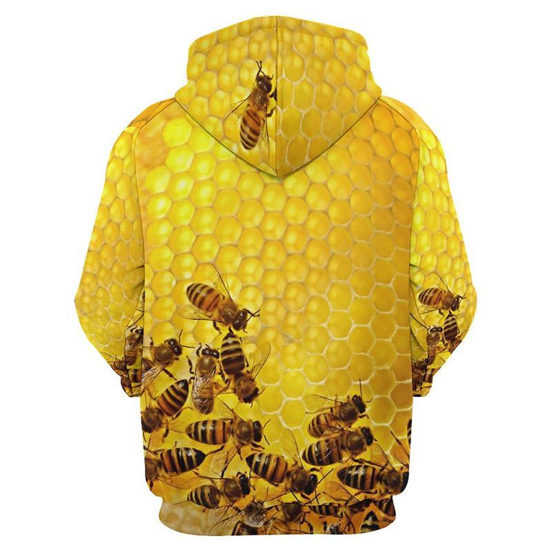 Cute Bee Pattern Hoodies Fashion Spring Autumn Mens Funny 3D Printed Long Sleeve Hoodie Casual Oversized Harajuku Pullovers