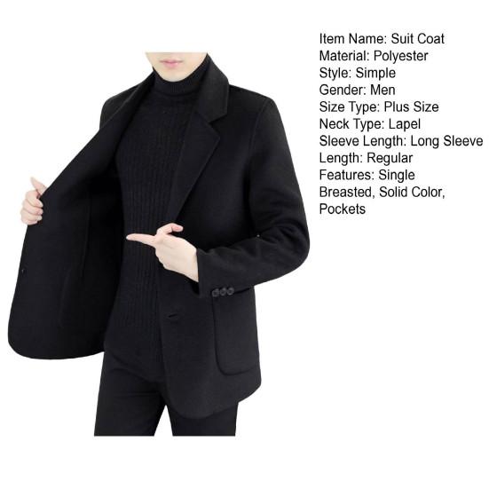 Шерстяной пиджак с лацканами, длинный рукав, однобортный пиджак на двух пуговицах с карманами, однотонный пиджак