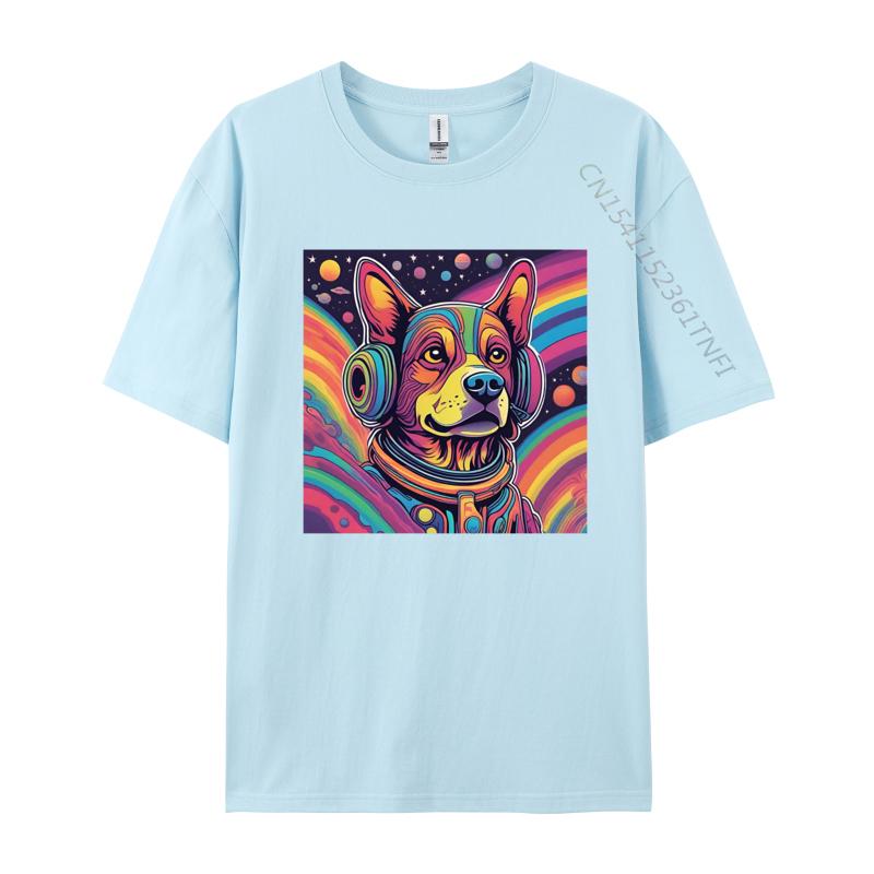 Unisex Clothes Space Dog Tshirt Cotton Fun Tees Shirt Unisexs Colorful 3D Printing Plus Size White T Shirt Unisex