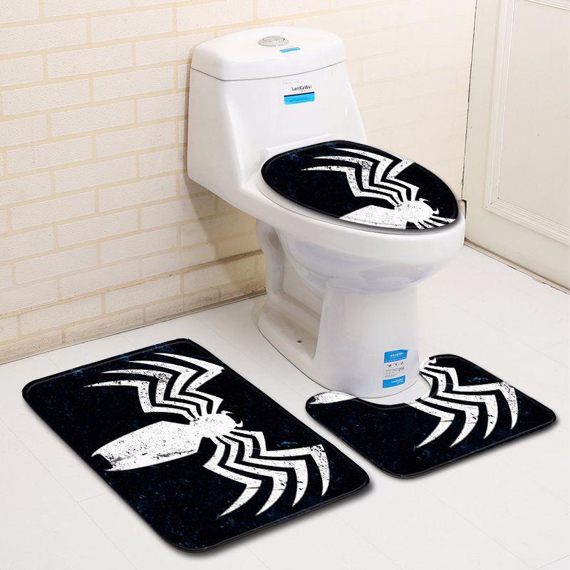 3D Spider Bathroom Toilet Three-Piece Floor Mat Door Mat Bathroom Carpet