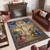 Virgin Mary Theme Crystal Velvet Rug Personalized Custom Name Text Soft Floor Mat Home Decor