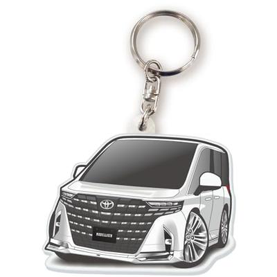 Джип Центр Toyota Лицензированный Alphard (4-е поколение) Акриловый брелок для ключей Modelista Car, платиновый белый перламутровый мика