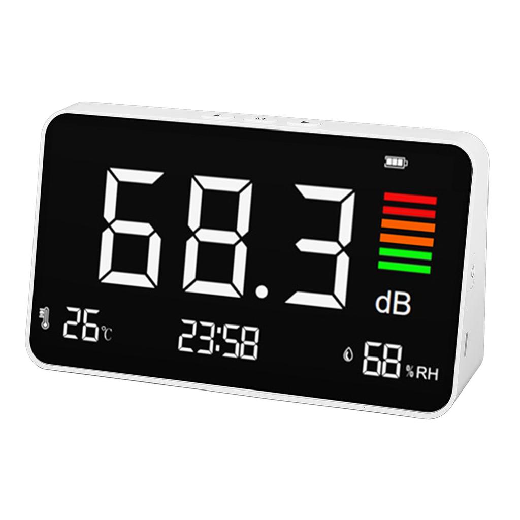 Цифровой децибелметр настольный измеритель уровня звука 30130 дБА с датчиком температуры и влажности для дома